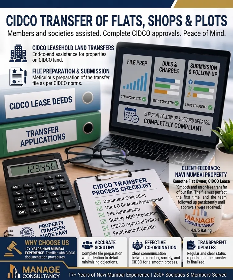 CIDCO transfer of flats, shops and plots